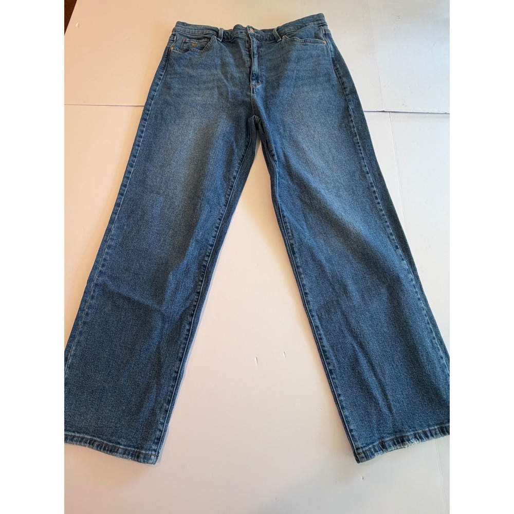 Gloria Vanderbilt Womens High Rise Wide Leg Jeans Medium Wash Blue Size 14
